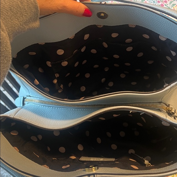 Anne Klein Light Blue Pebbled Shoulder Bag with Gold Accent - Picture 4 of 8